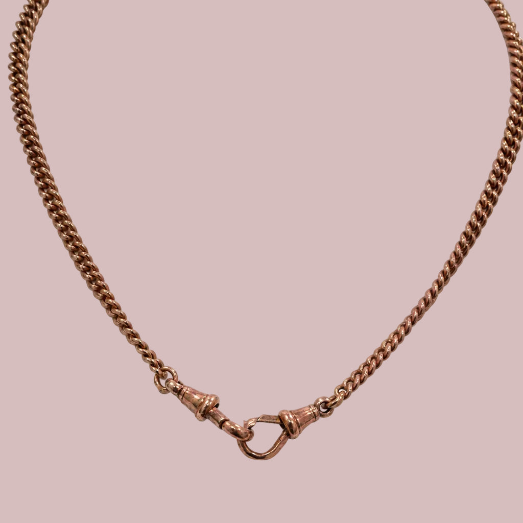 Antique 9ct Rosy Gold Fine Curb Albert Chain