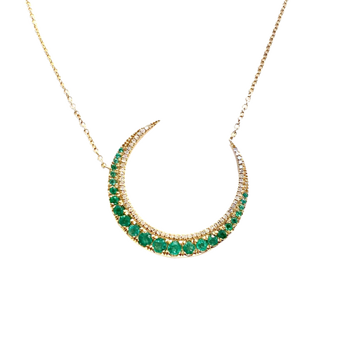 Emerald Crescent Moon Necklace