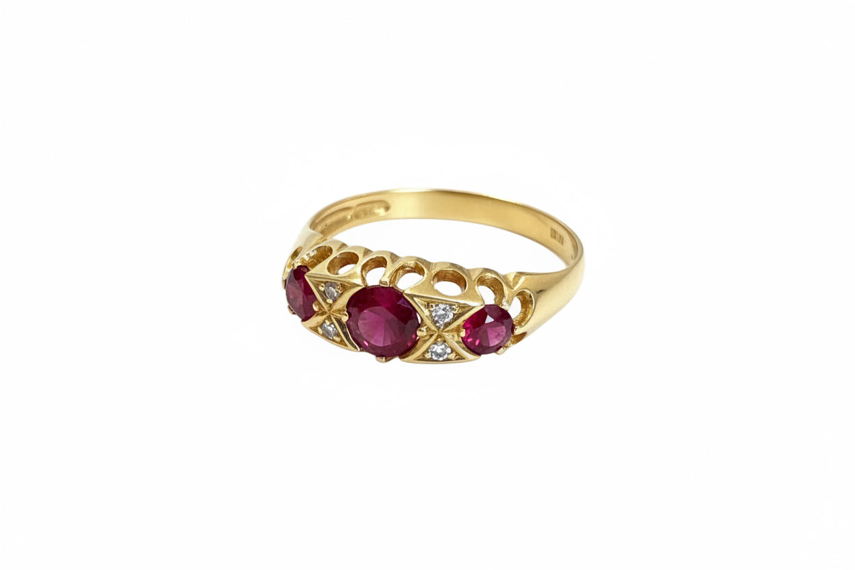 Ruby + Diamond Star Set Ring