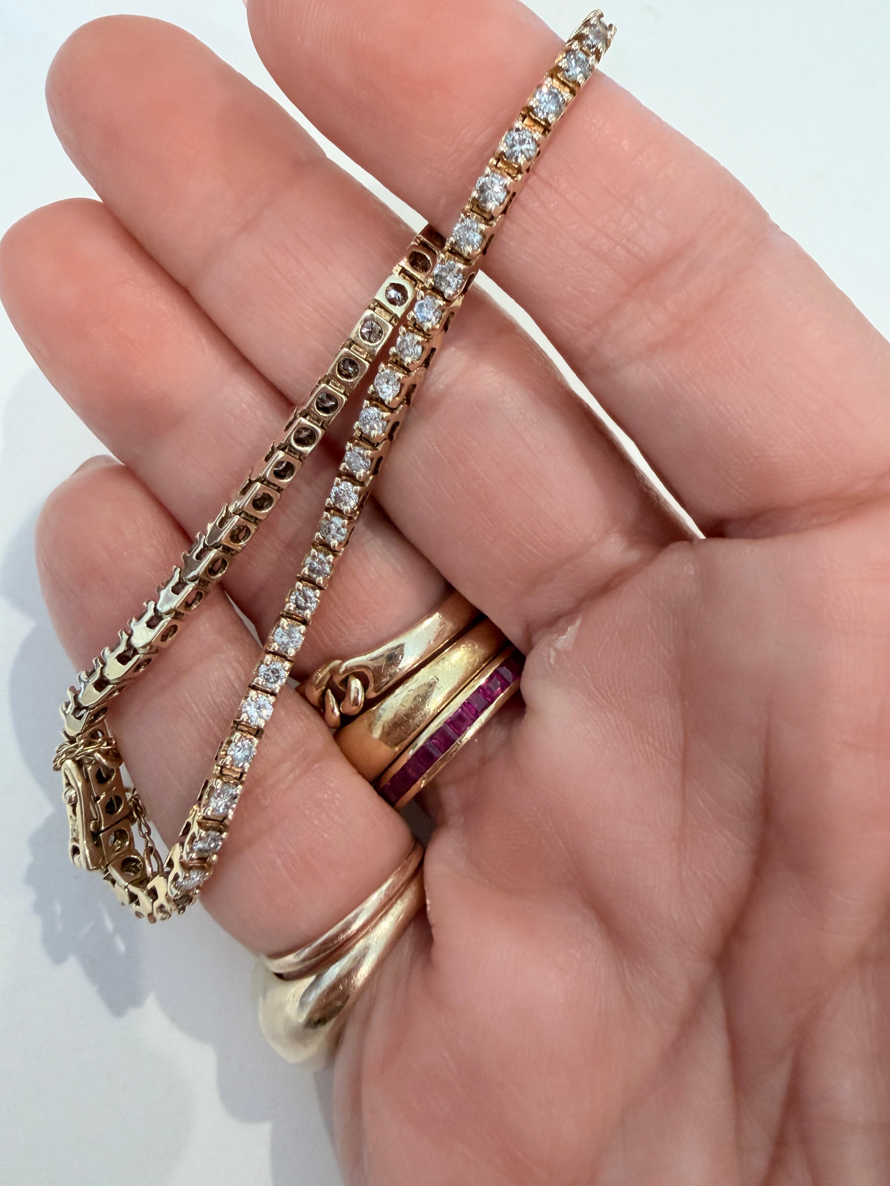 14K Yellow Gold Diamond Tennis Bracelet