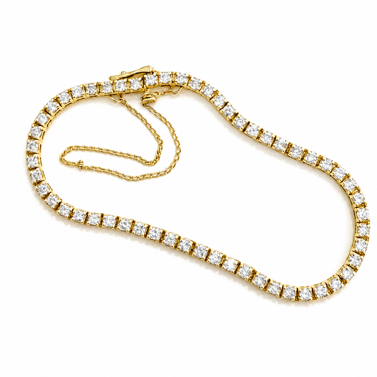 14K Yellow Gold Diamond Tennis Bracelet