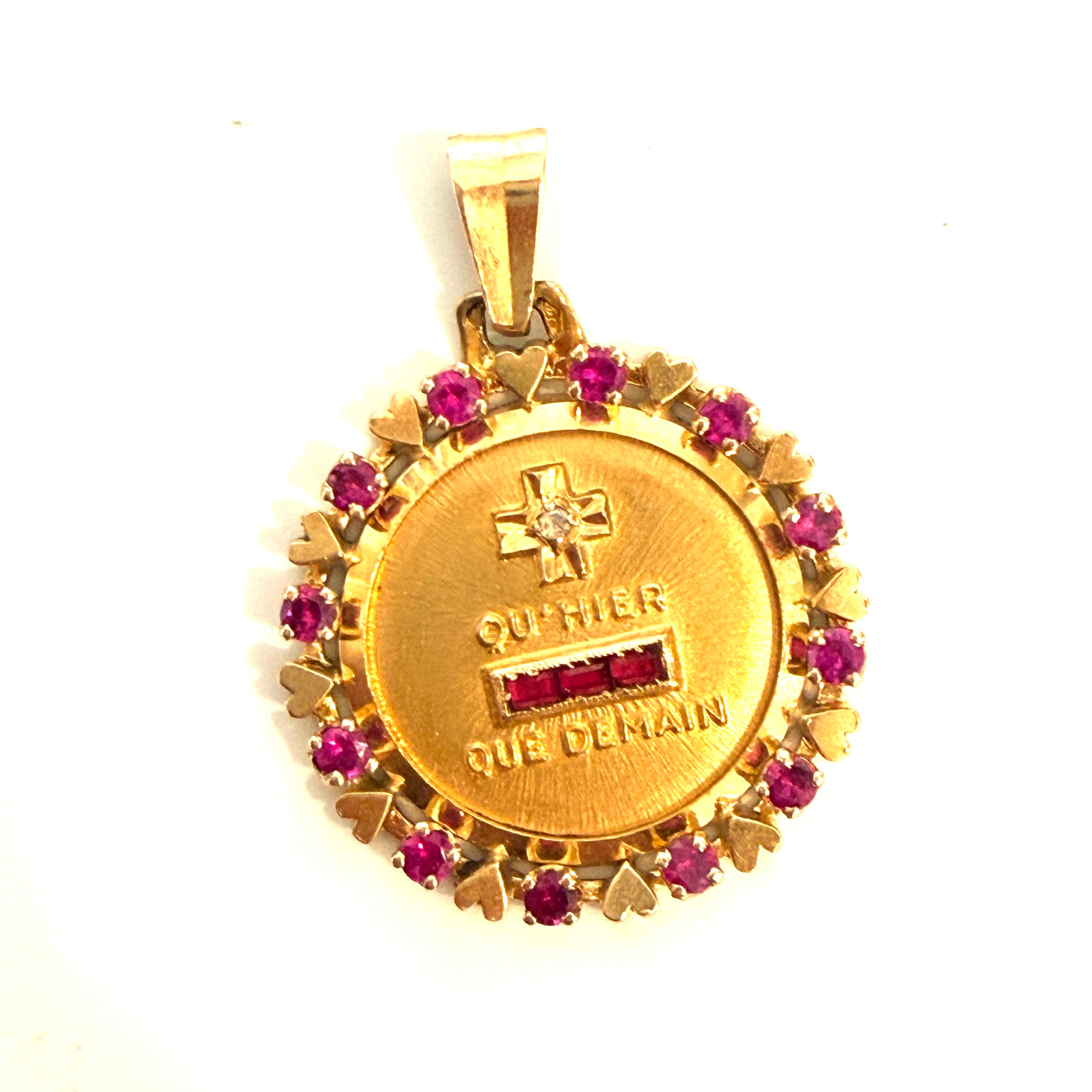 French Ruby and Diamond Heart Augis