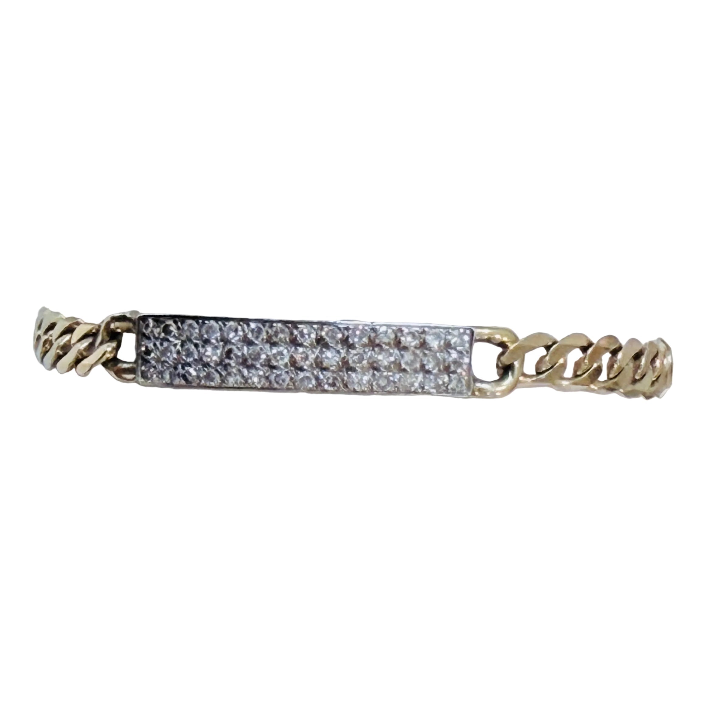 Vintage 9ct Gold & Diamond Curb Bracelet