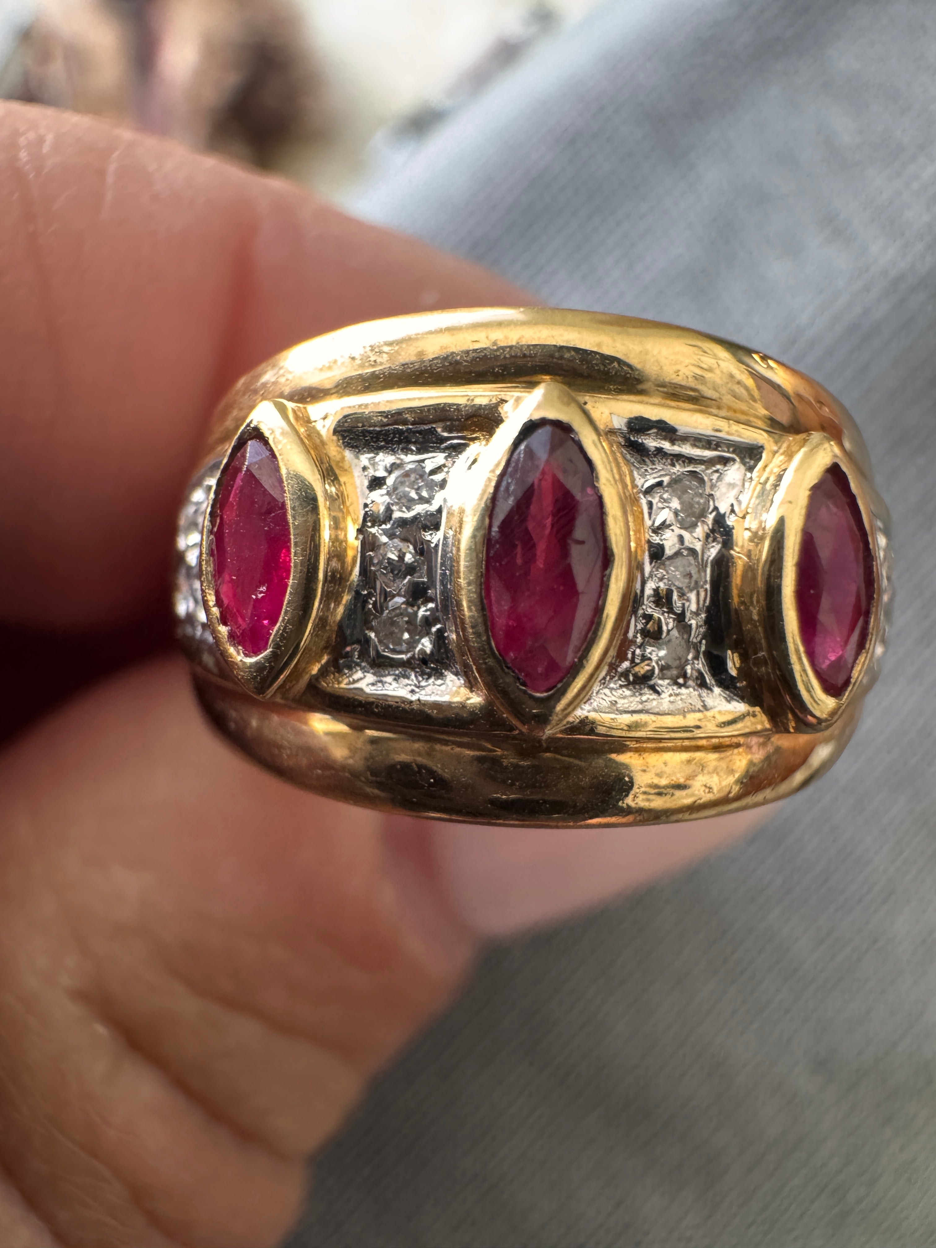 Vintage Marquis Ruby Band Set Ring