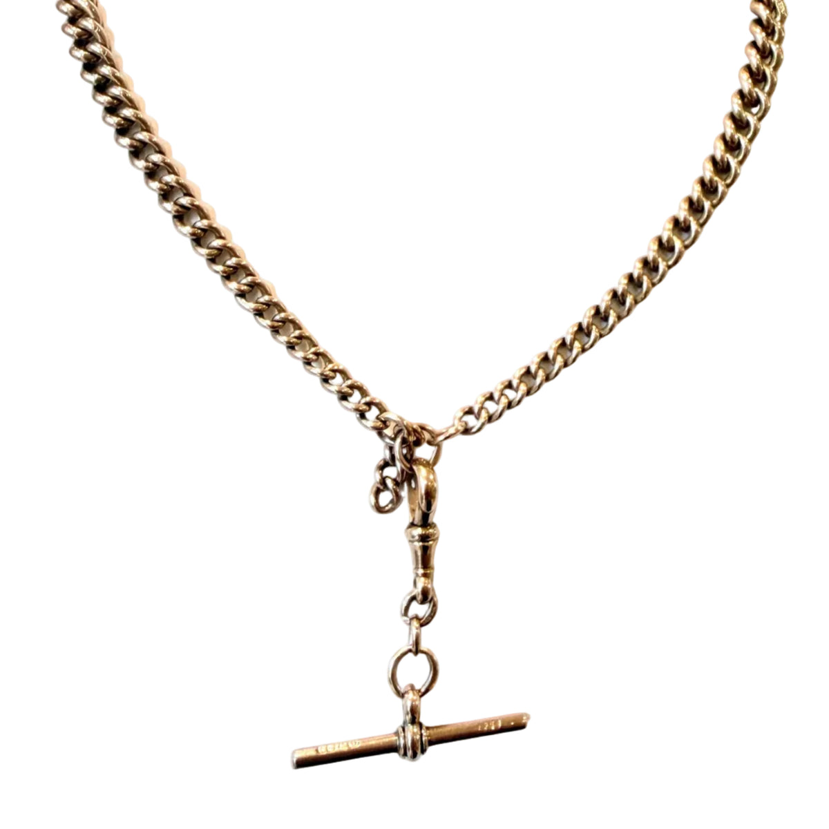 Antique 9ct Gold Chunky Graduated Curb Albert Chain, c.1891