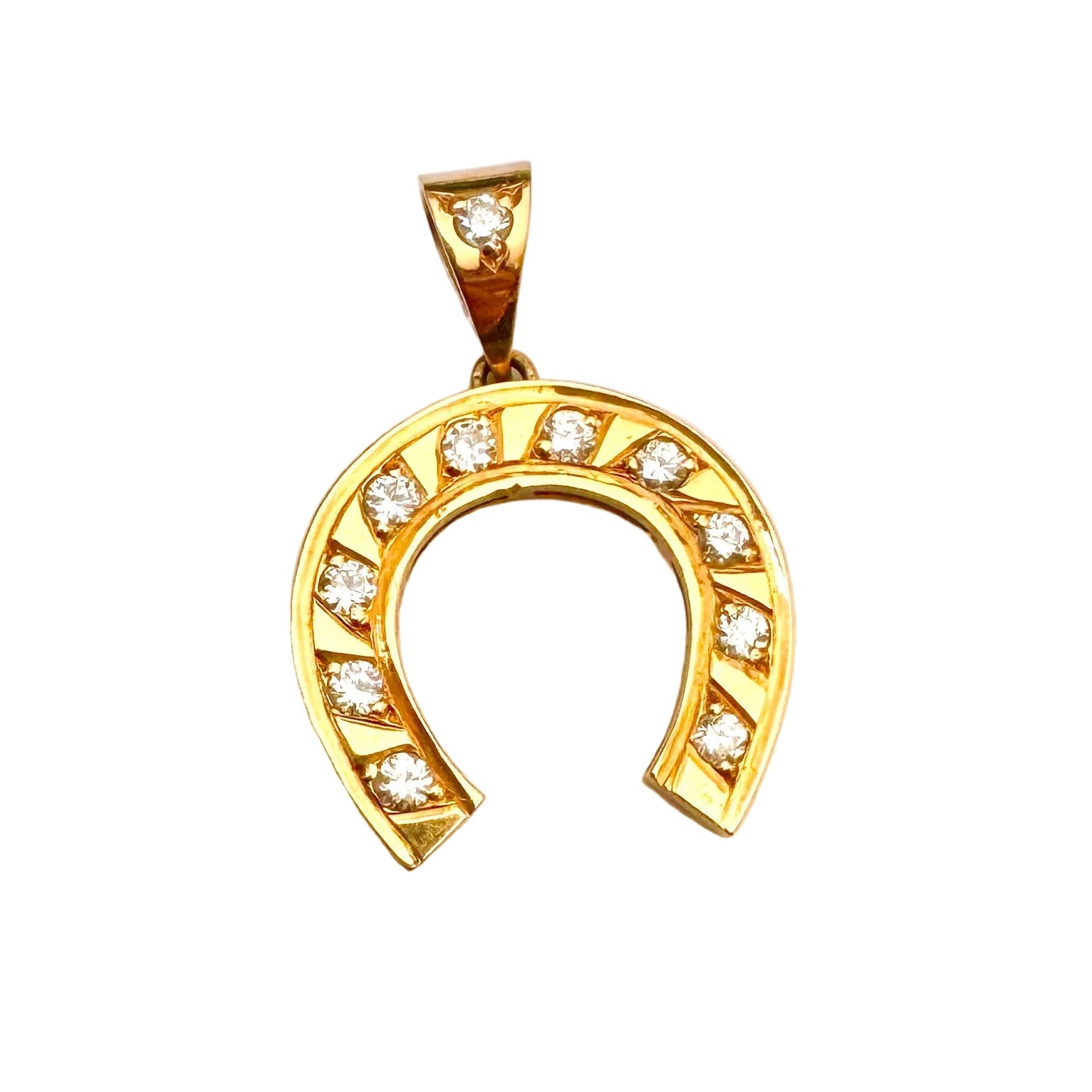 18k Large Horseshoe Pendant with Diamonds