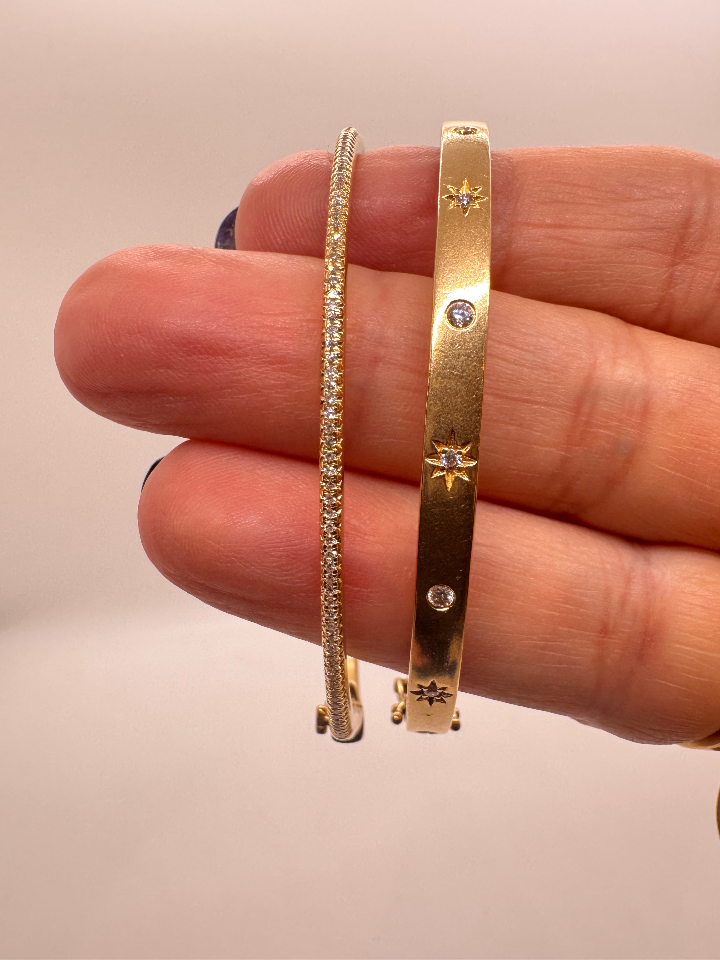 PC Thin Diamond and Gold Bangle