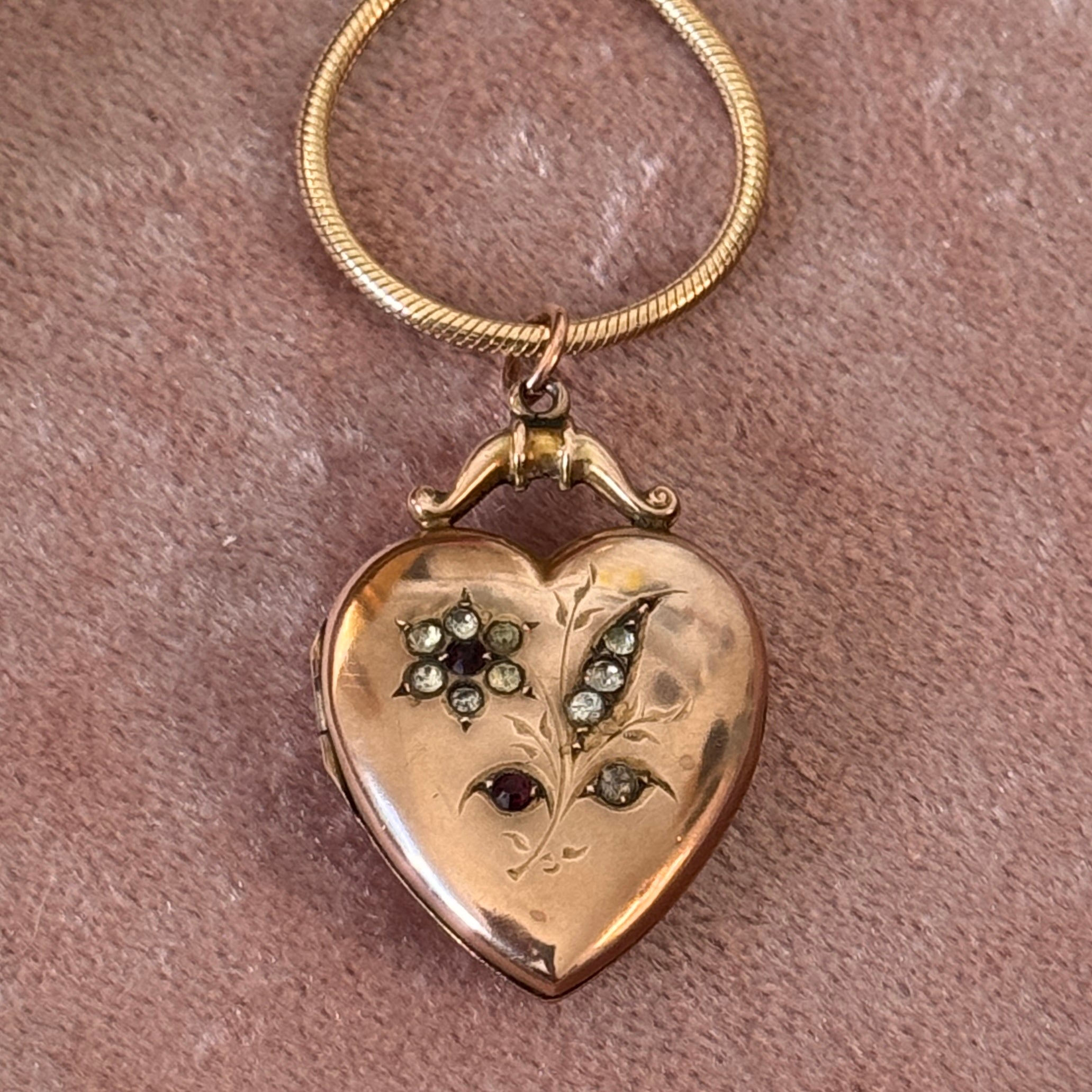 Antique Garnet Heart Locket