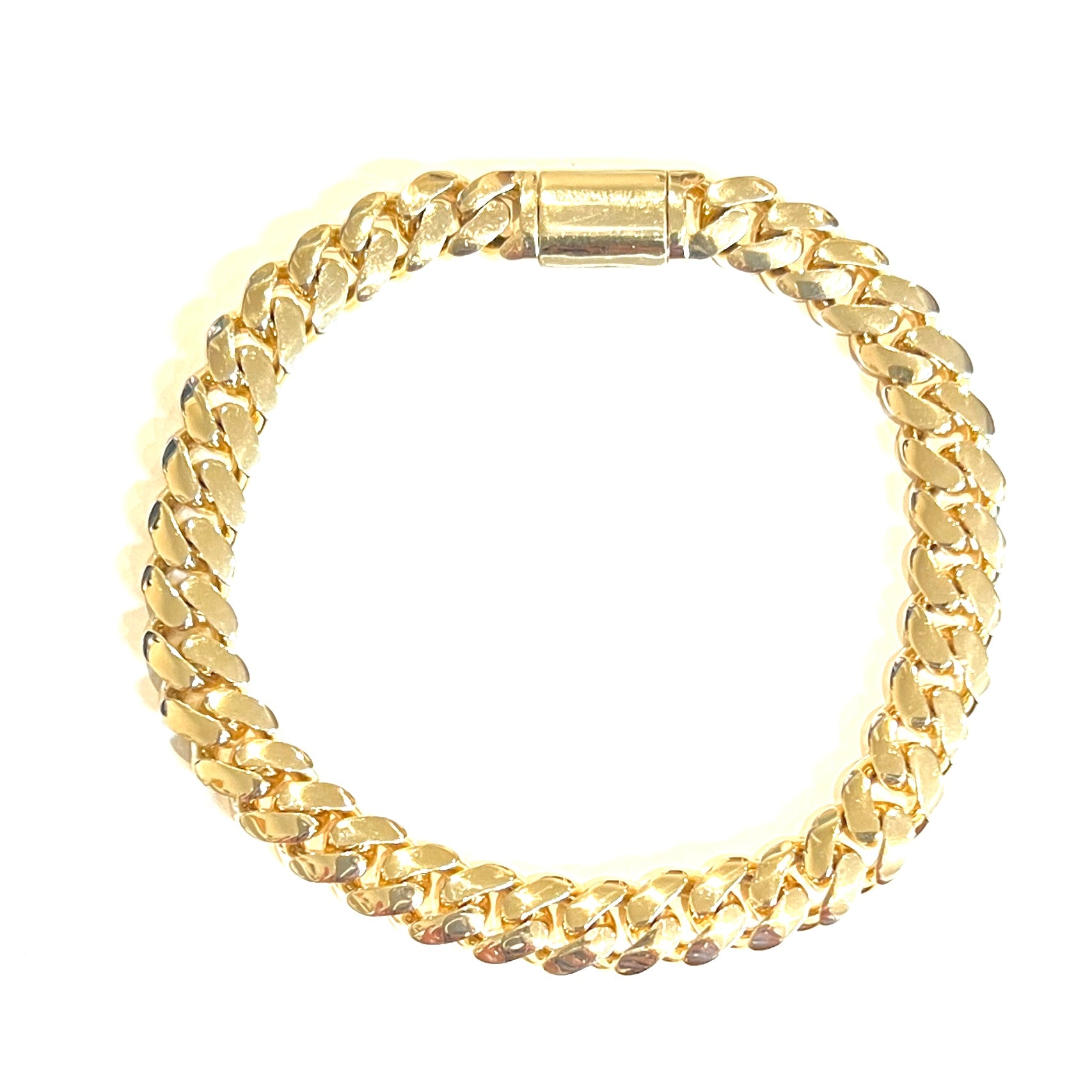 Flat Curb Solid Gold Bracelet