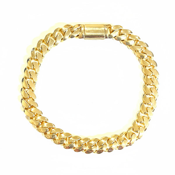 Flat Curb Solid Gold Bracelet