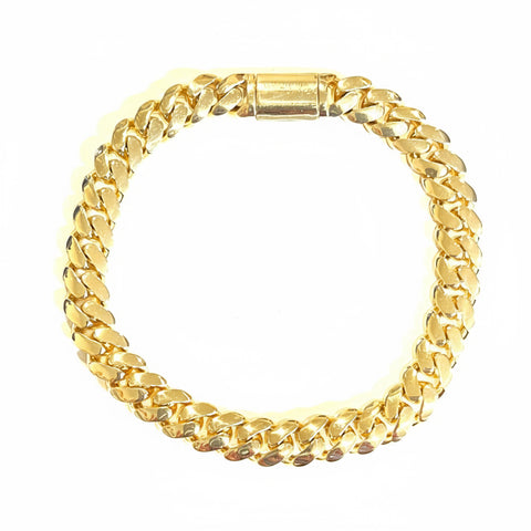 Flat Curb Solid Gold Bracelet