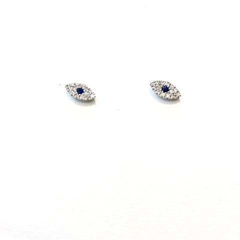 Mini Evil Eye Diamond Earrings - PAIR
