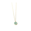 Small Round Turquoise and Diamond Evil Eye Necklace