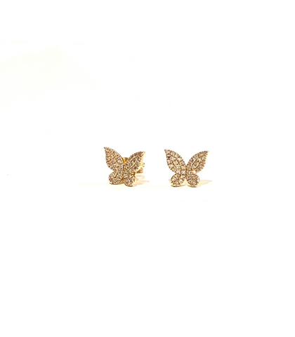 Pave diamond butterfly earrings