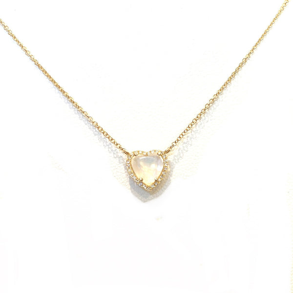 Moonstone and Diamond Heart Necklace