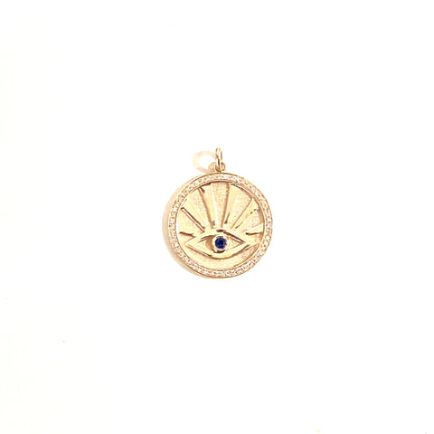 Evil Eye Sapphire Disc Charm