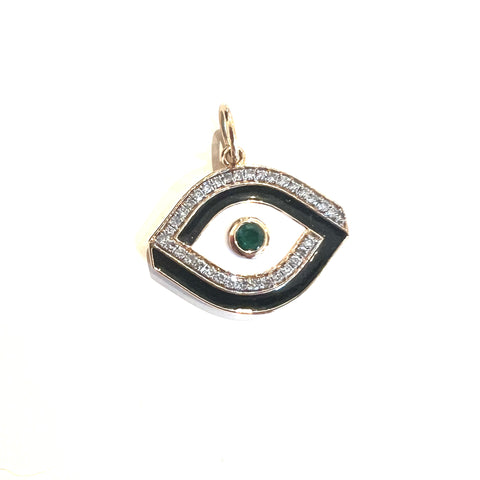 Enamel Emerald Evil Eye Charm