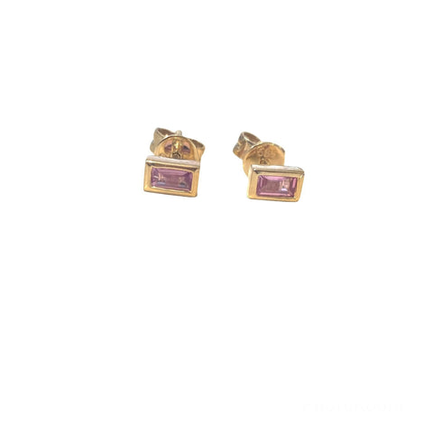 Pink Sapphire Baguette Earrings - PAIR
