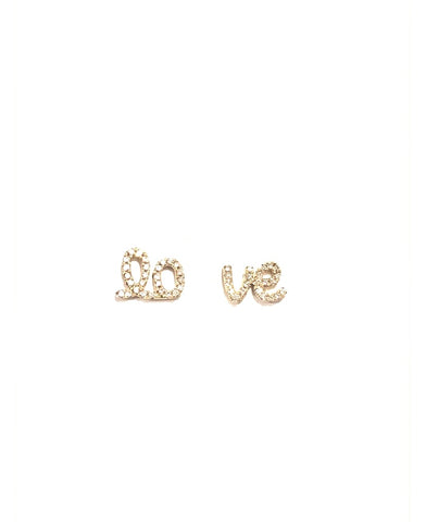 LO VE Cursive Stud Earrings - PAIR