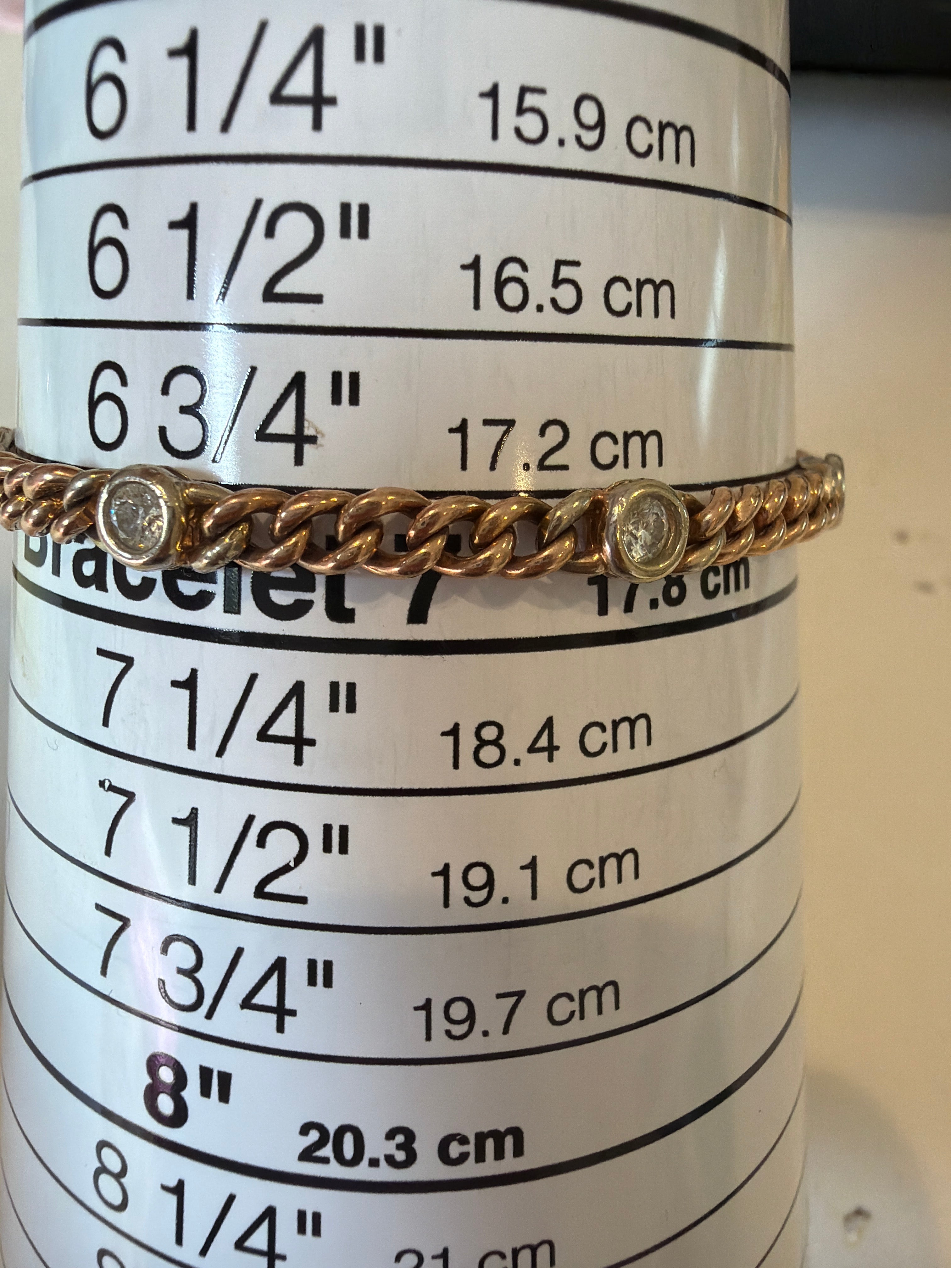 Vintage 14k Rose Gold Diamond Curb Bracelet