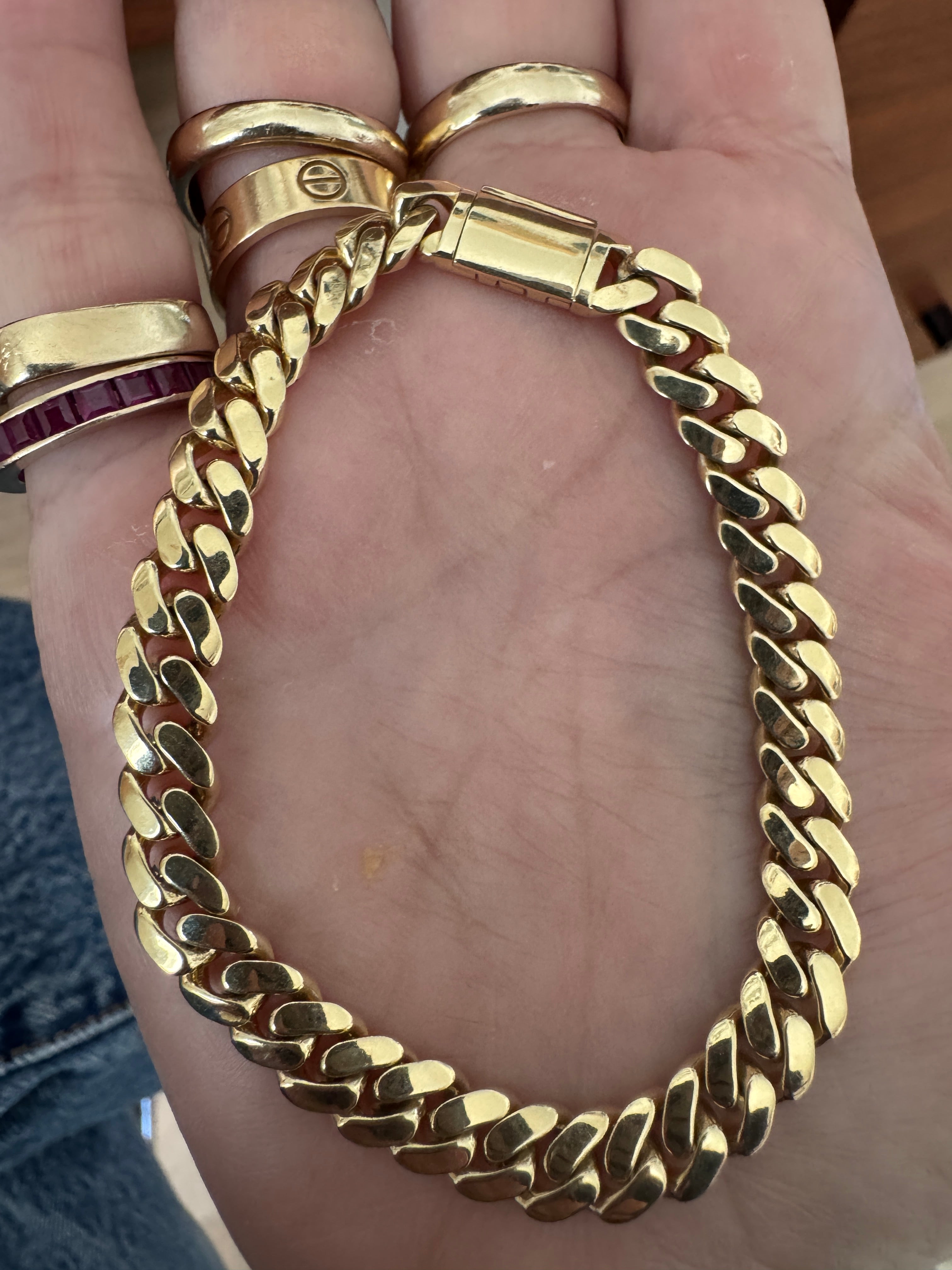 Flat Curb Solid Gold Bracelet