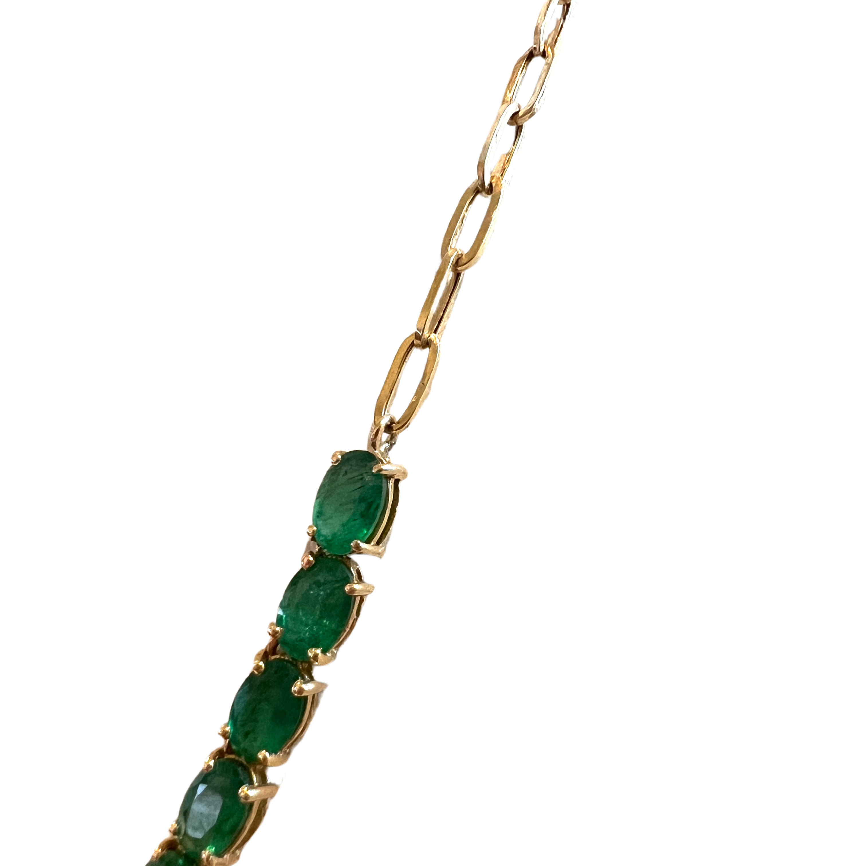 Natural Emerald Paperclip Necklace