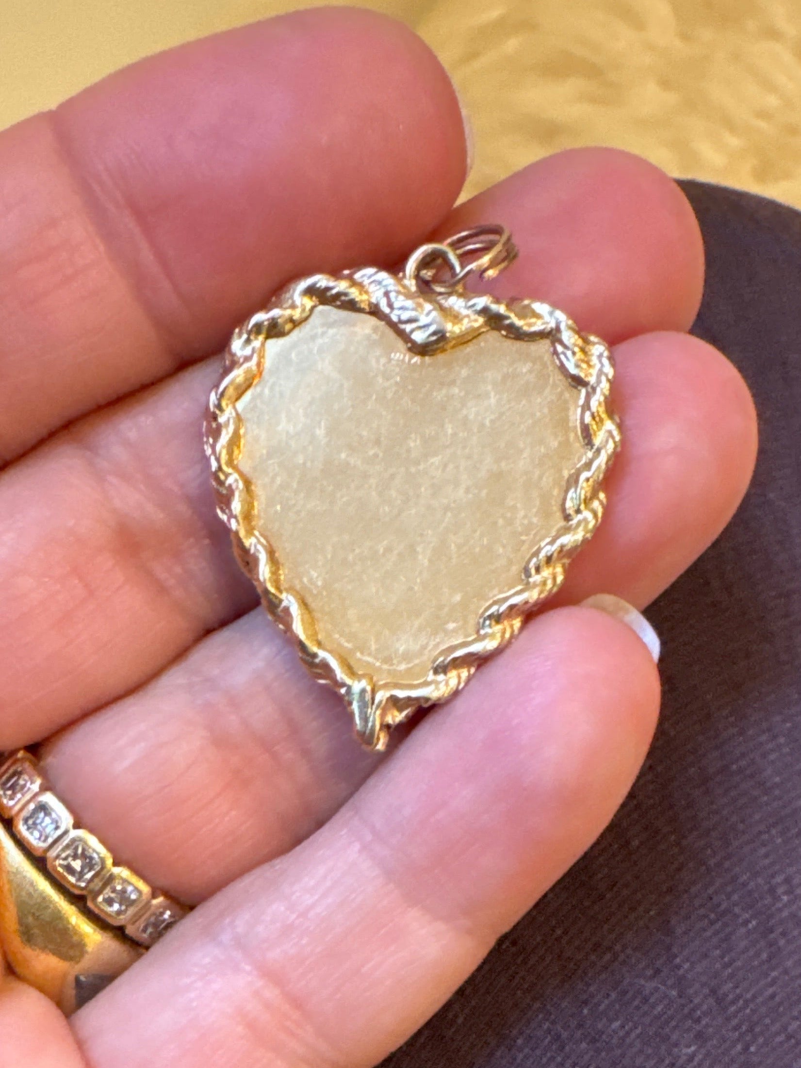 14k Large Engine Turned Heart Pendant