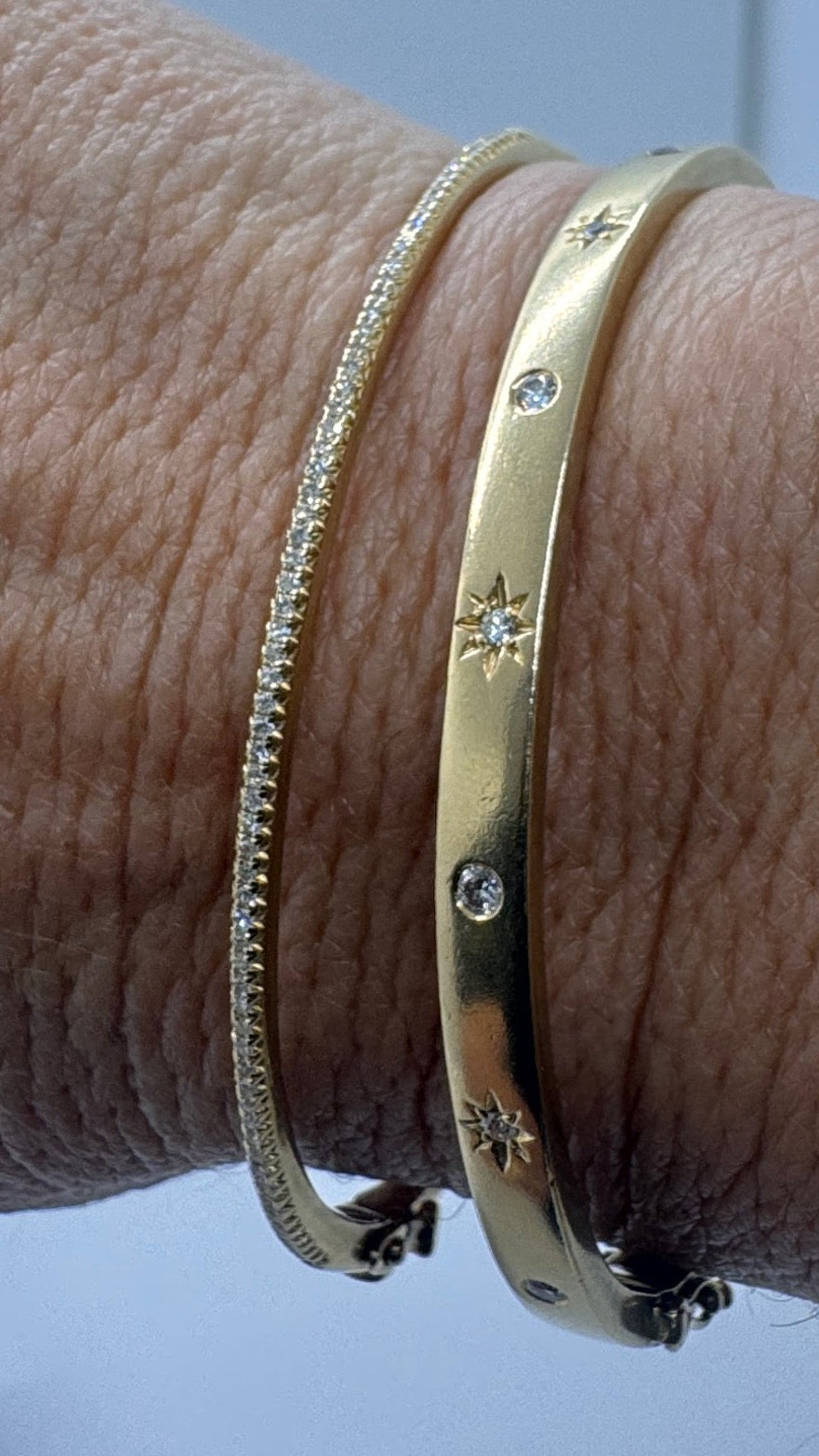 PC Thin Diamond and Gold Bangle