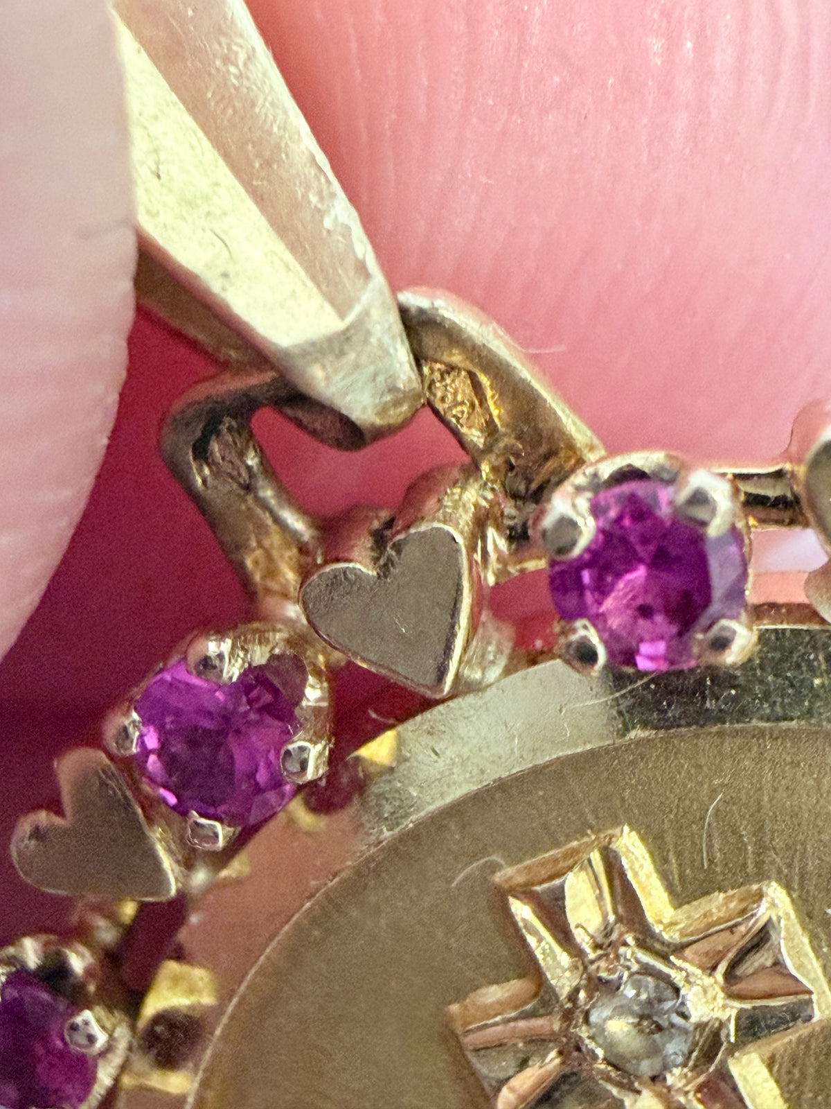 French Ruby and Diamond Heart Augis