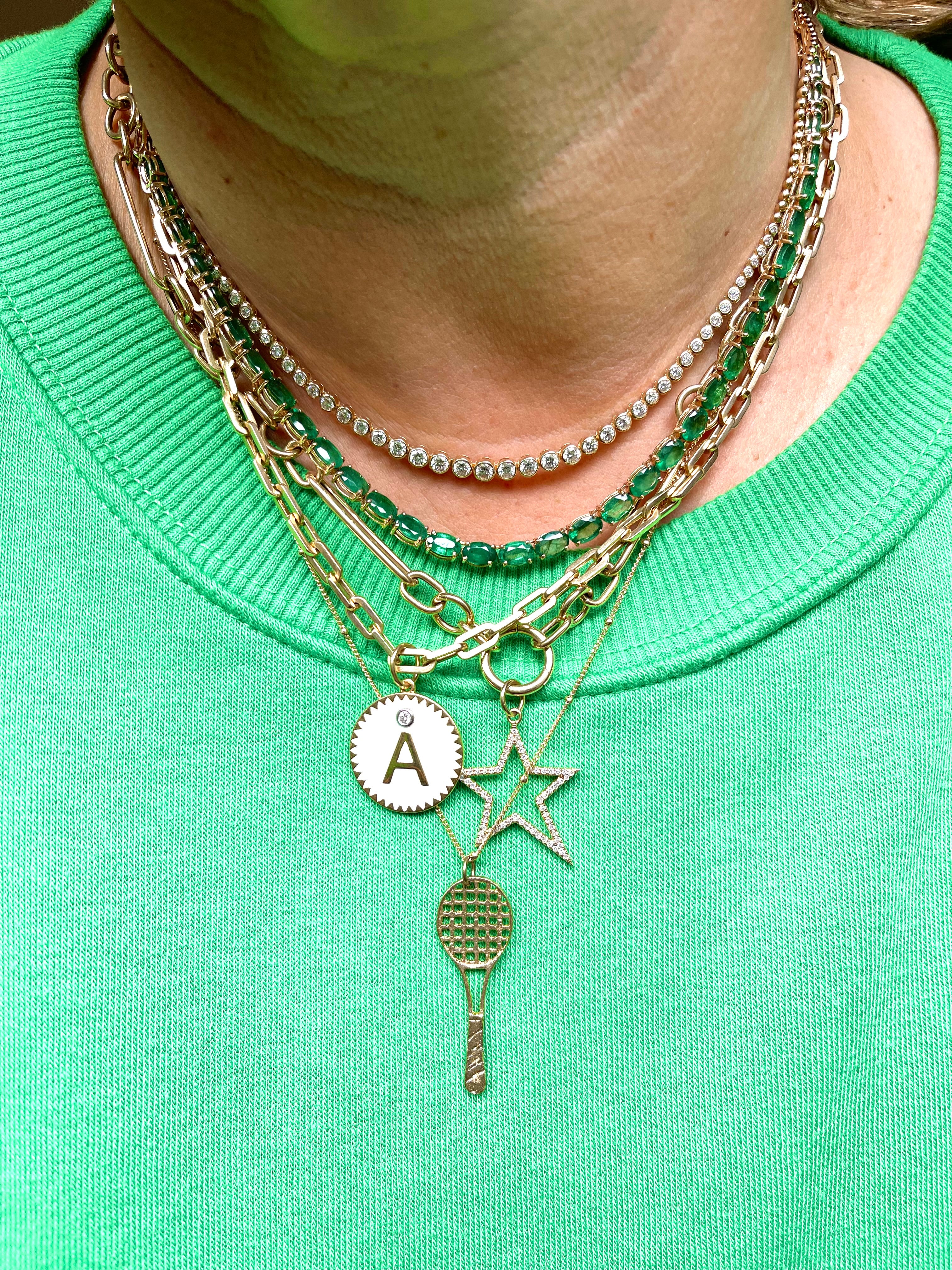 Natural Emerald Paperclip Necklace