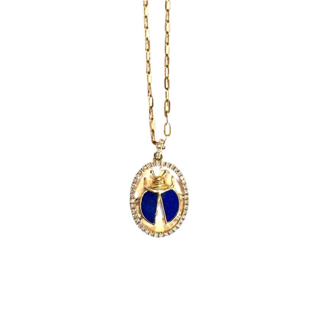 Lapis Lady Bug Necklace