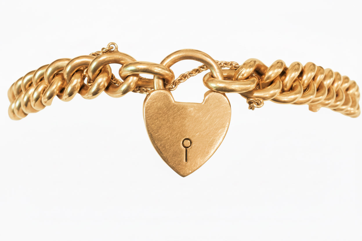 15ct Antique Puffy Curb Bracelet