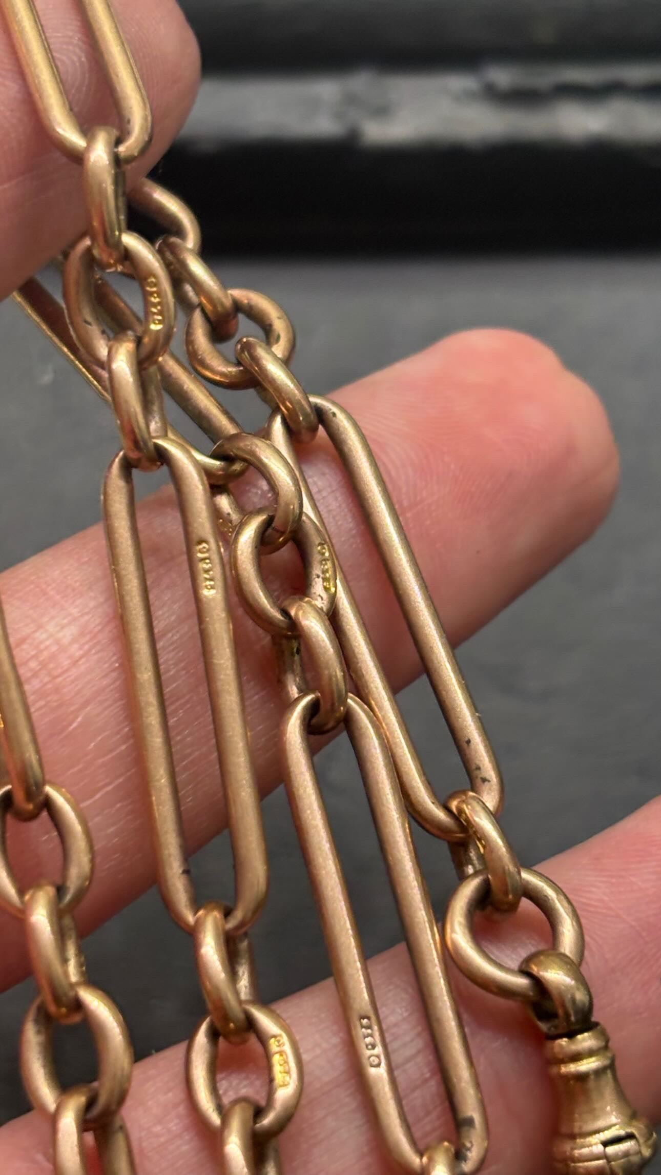 9ct Antique Trombone Albert Watch Chain