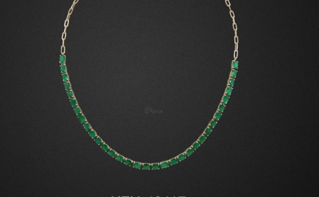 Natural Emerald Paperclip Necklace