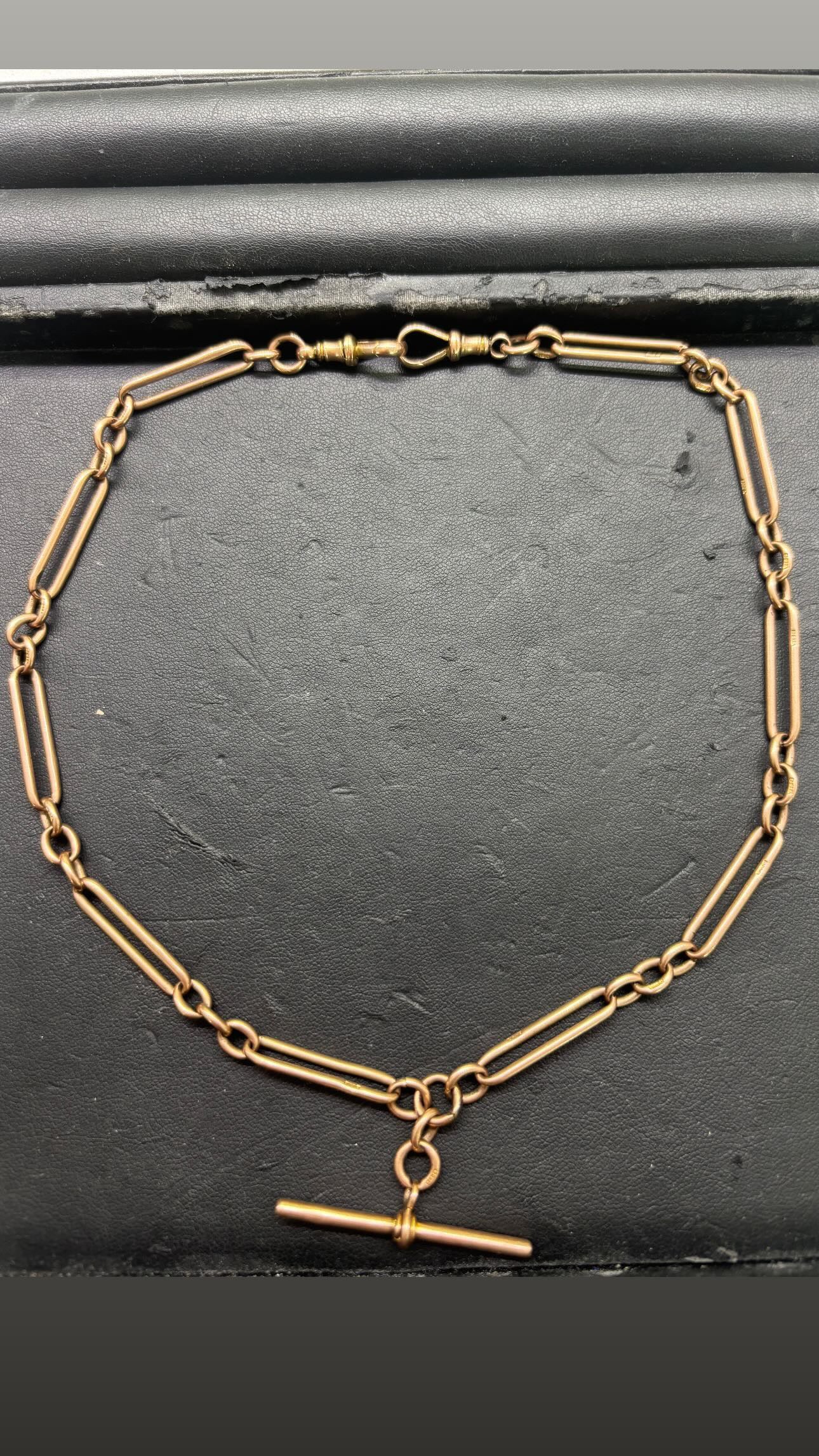 9ct Antique Trombone Albert Watch Chain
