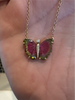 Watermelon Tourmaline Butterfly Necklace