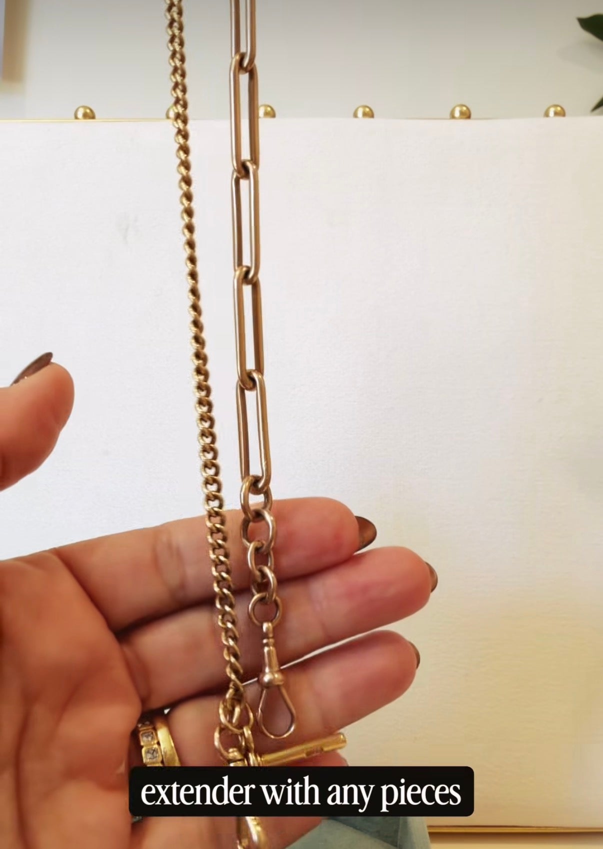 Antique 9ct Gold Paperclip Watch Chain Extender Bracelet