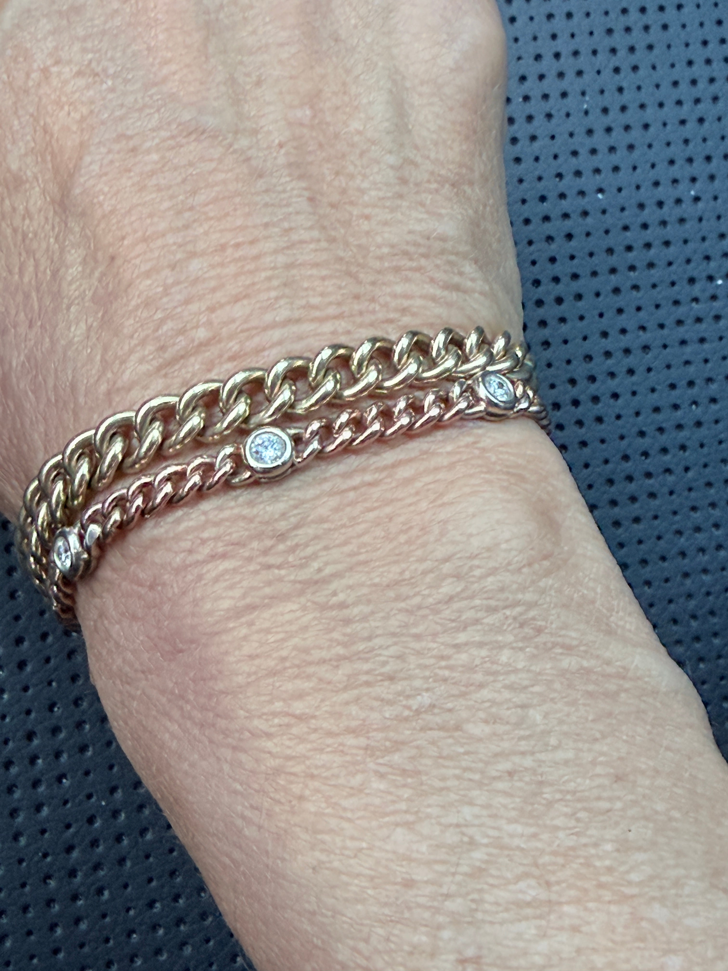 Vintage 14k Rose Gold Diamond Curb Bracelet