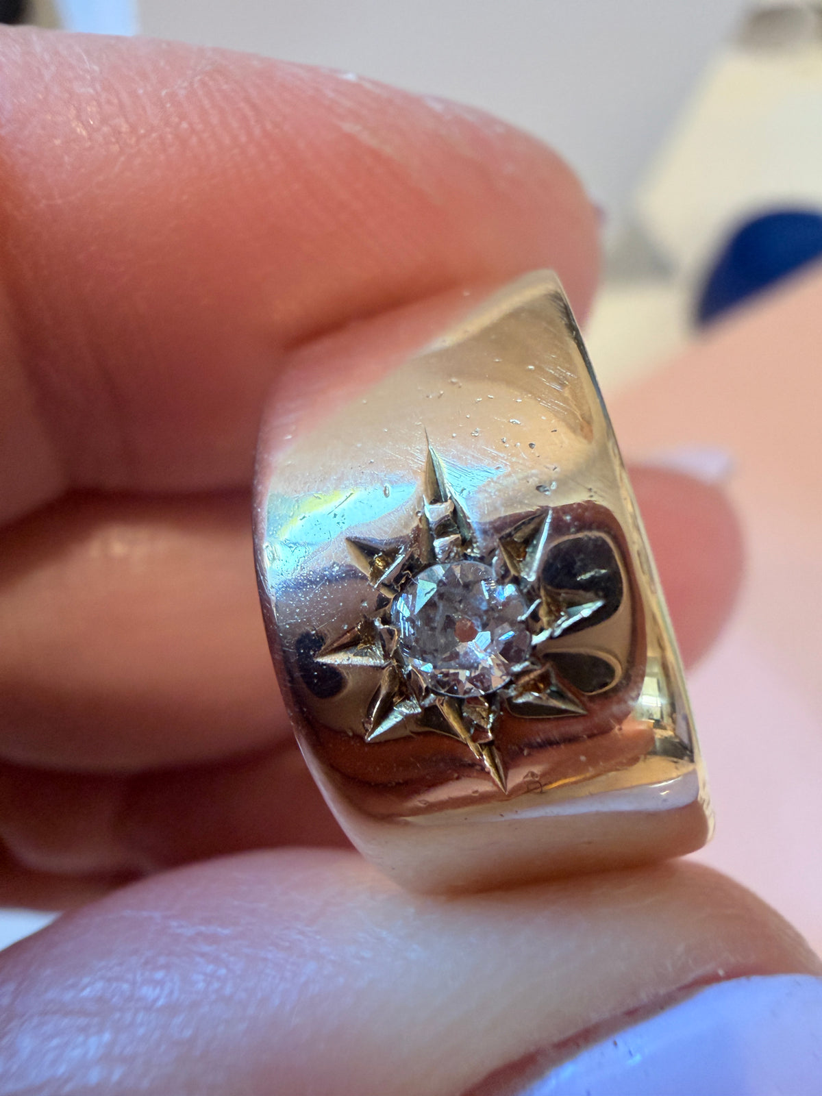 Edwardian 18k Old-Cut Diamond Cigar Band — Birmingham, 1906
