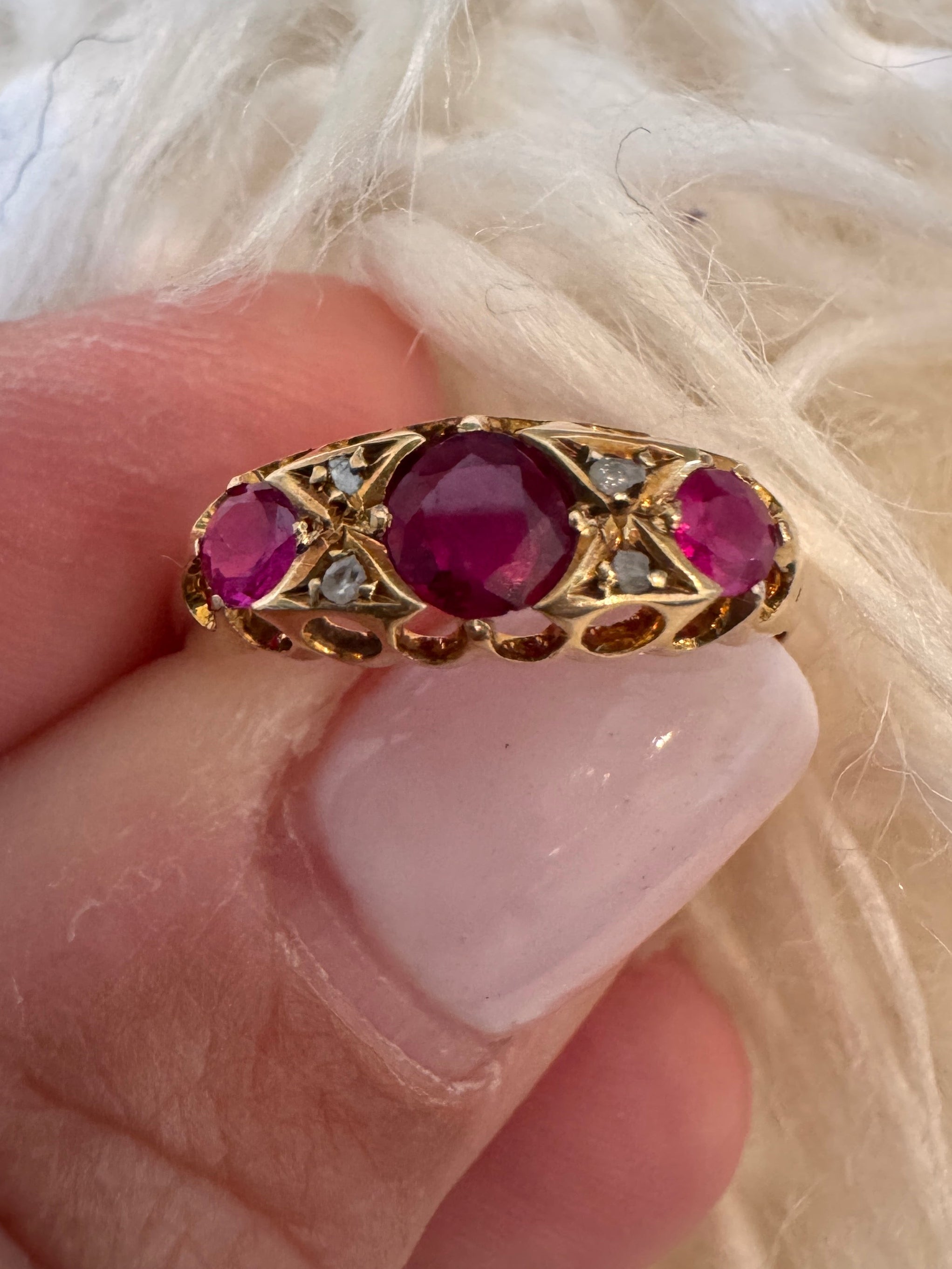 Ruby + Diamond Star Set Ring