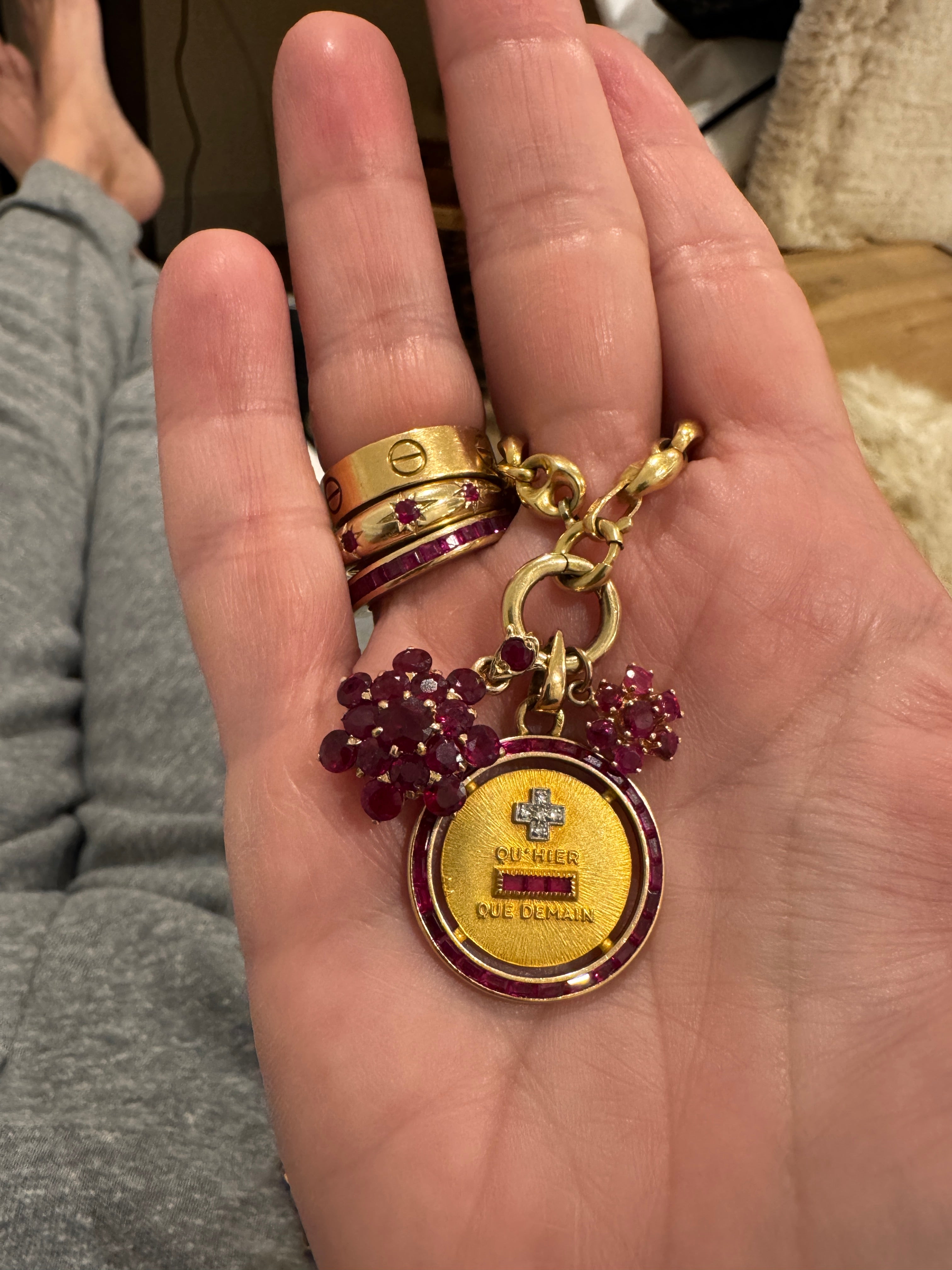 14k Mini Ruby Cluster Charm