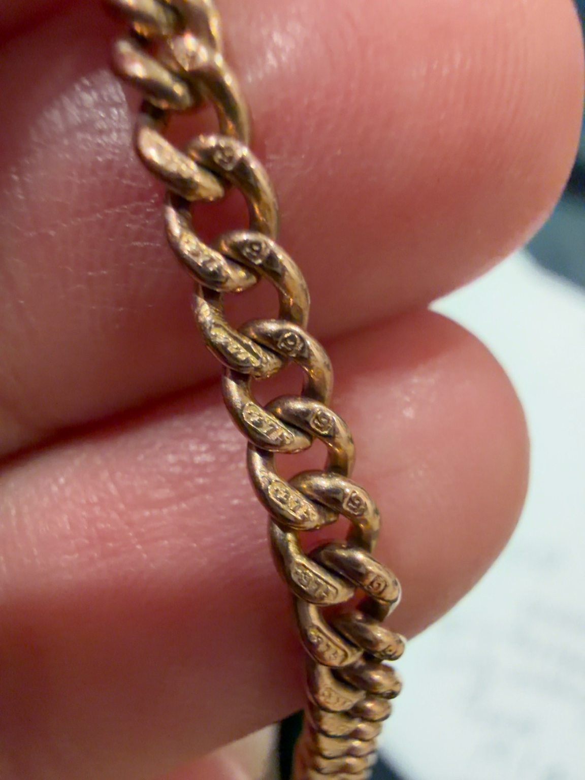 Antique 9ct Rosy Gold Fine Curb Albert Chain