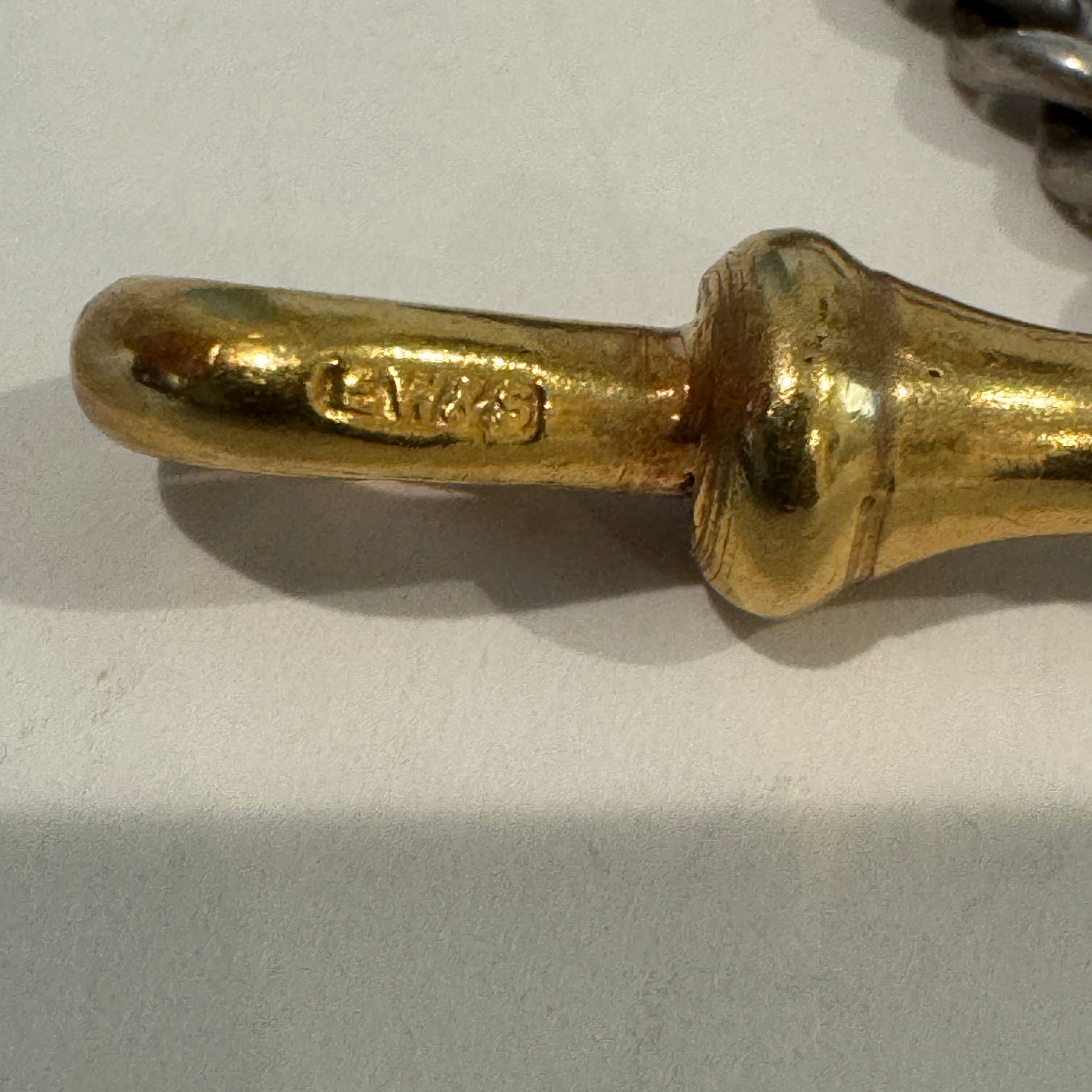 Antique Sterling Albert Extender with 9ct Gold Dog Clip