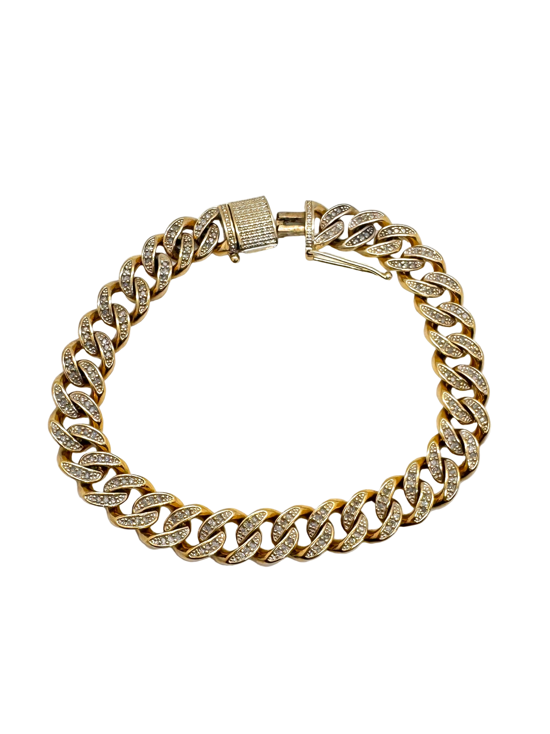 Solid Gold Diamond Cuban Link Bracelet