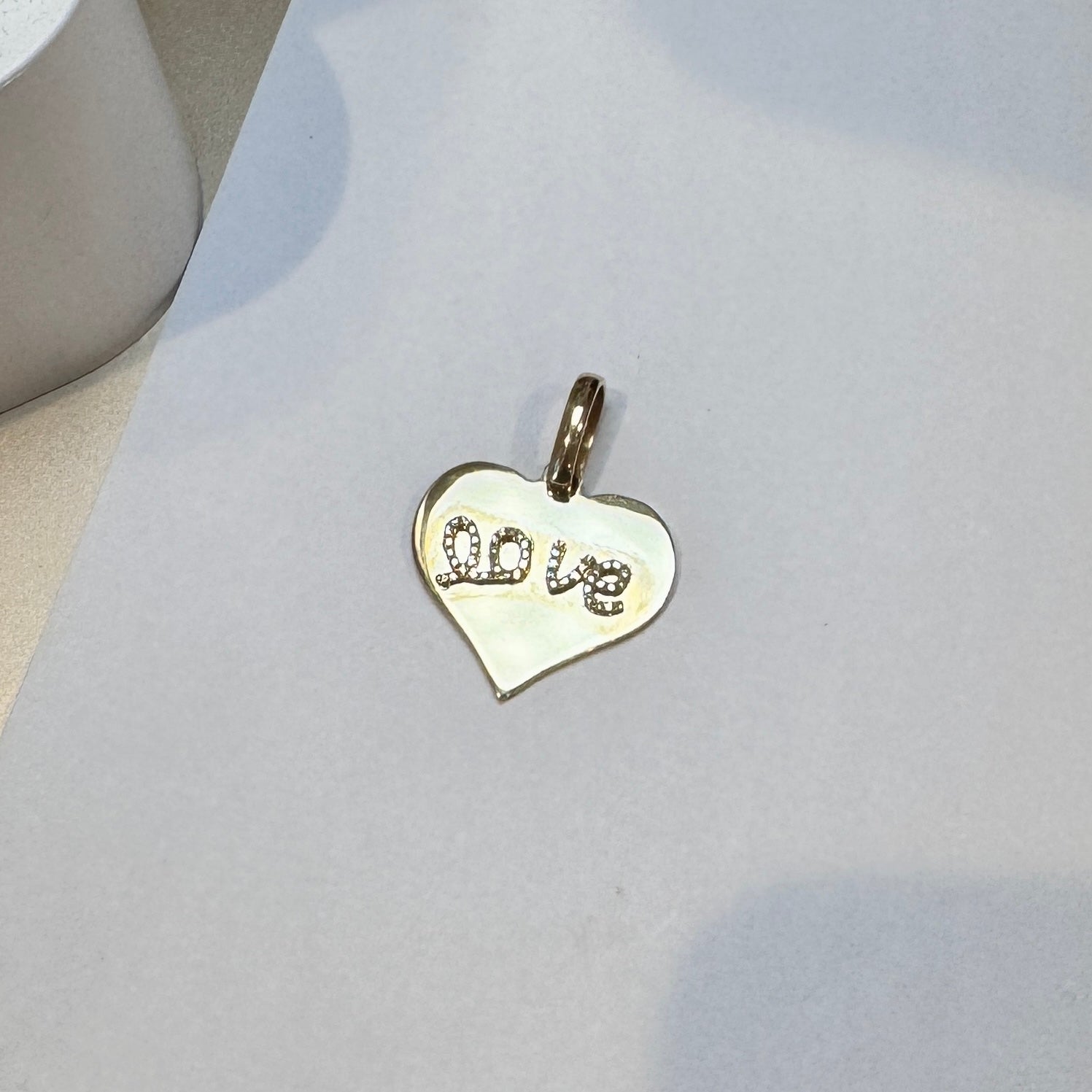 Solid Gold Heart LO VE Charm