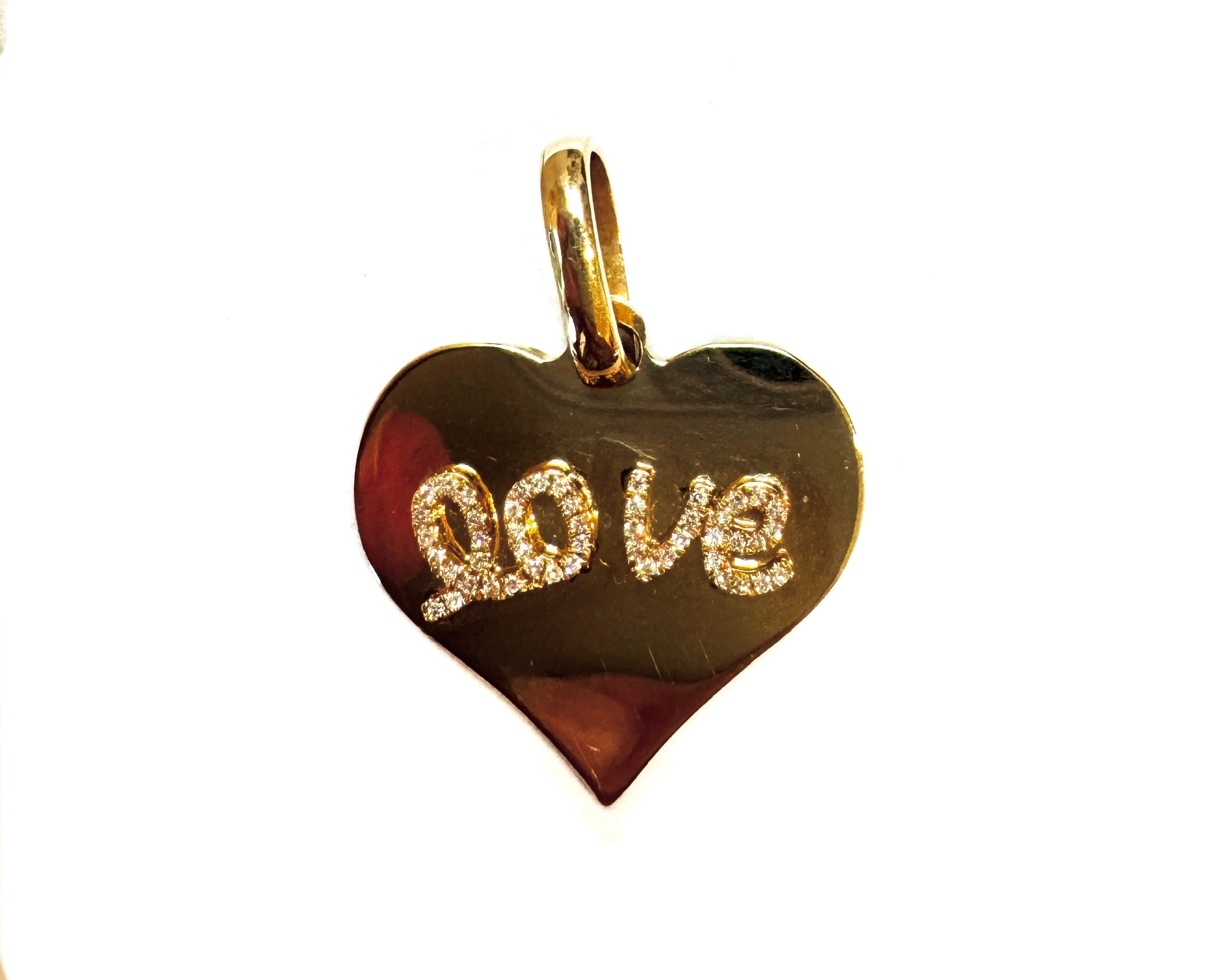 Solid Gold Heart LO VE Charm