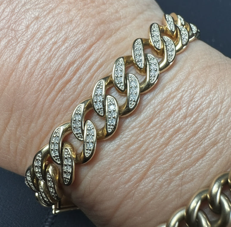 Solid Gold Diamond Cuban Link Bracelet