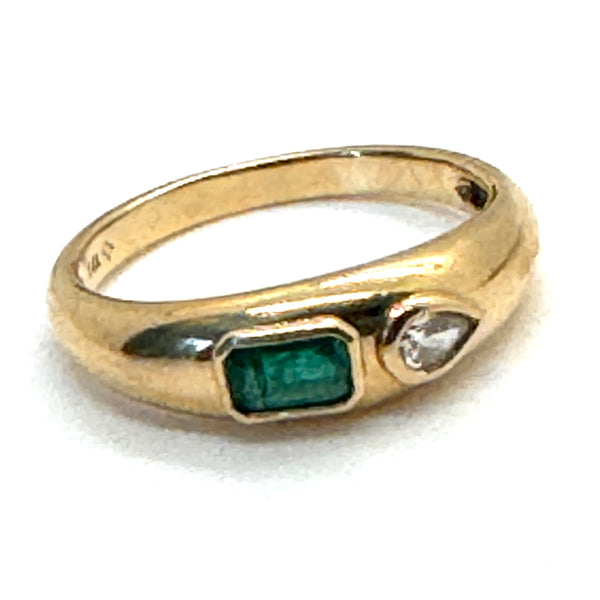 PC Emerald and Pear Diamond Ring