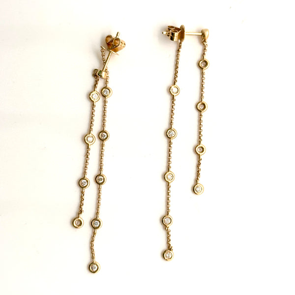 Bezel Diamond Chain Earrings
