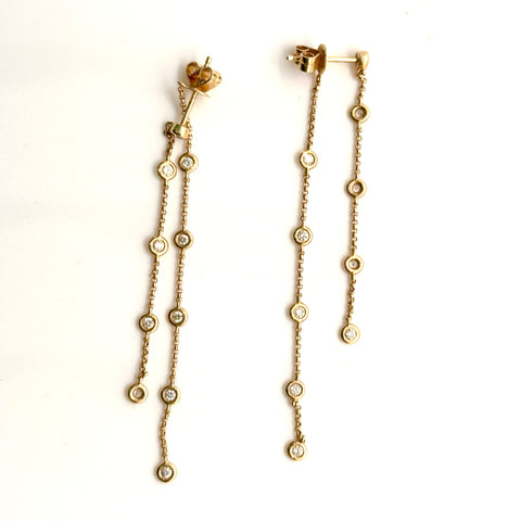 Bezel Diamond Chain Earrings